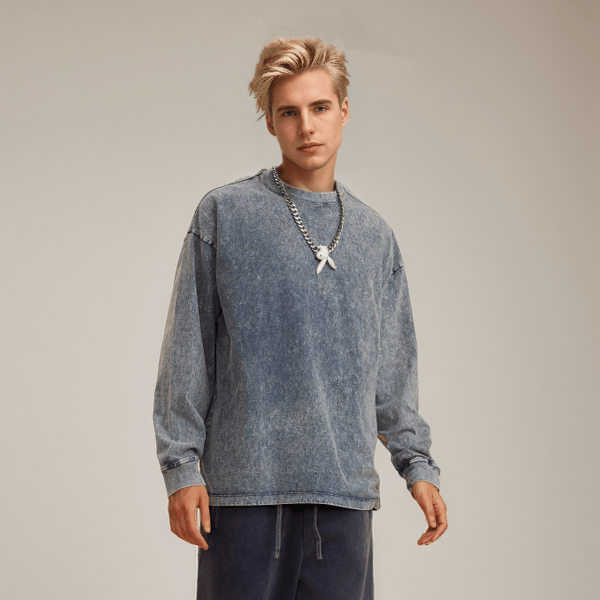 T-shirt a maniche lunghe vintage lavate Batik