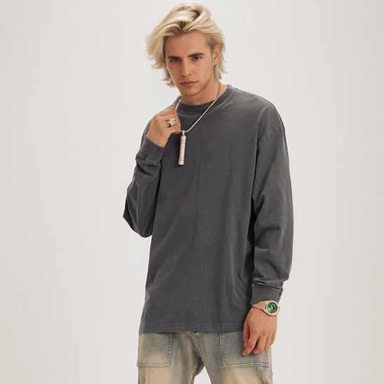 Magliette vintage lavate a maniche lunghe