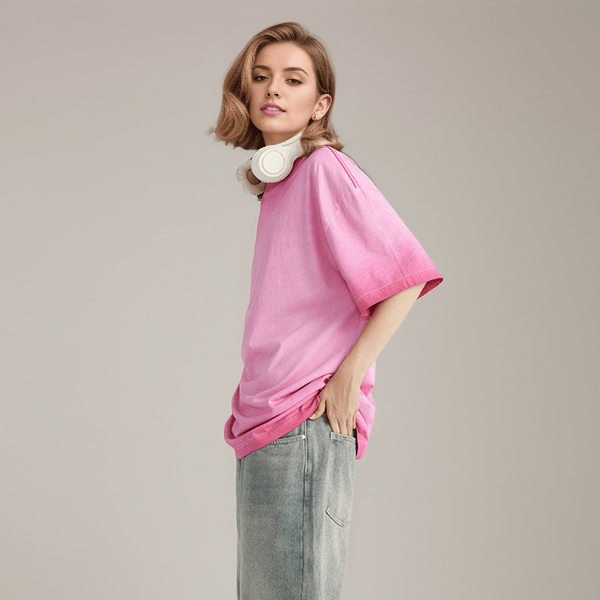 Gradient Color washed short-sleeved T-shirt