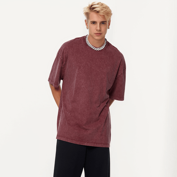 작은 네크라인 바틱 반소매 티셔츠