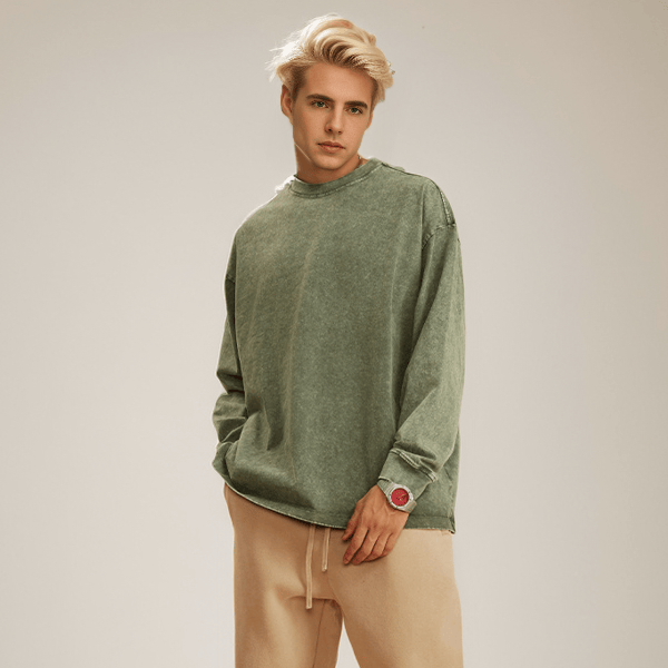 T-shirt a maniche lunghe vintage lavate Batik