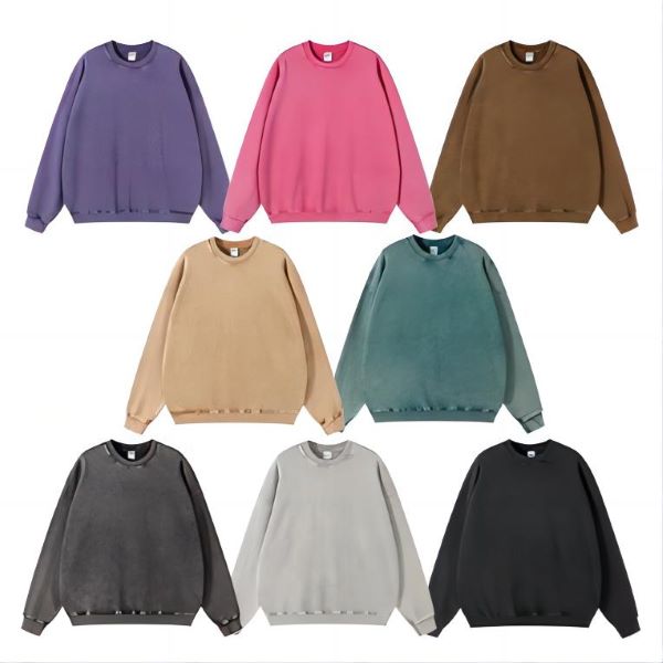 Ağır Batik Yıkamalı Bisiklet Yaka Kapüşonlu Üst