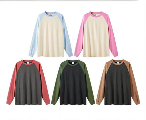 Magliette con maniche raglan lavate con enzimi