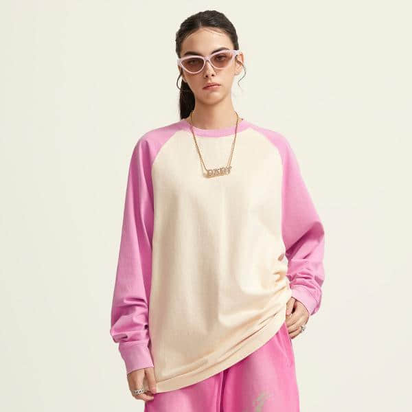 Raglan-T-Shirts mit Enzymwäsche