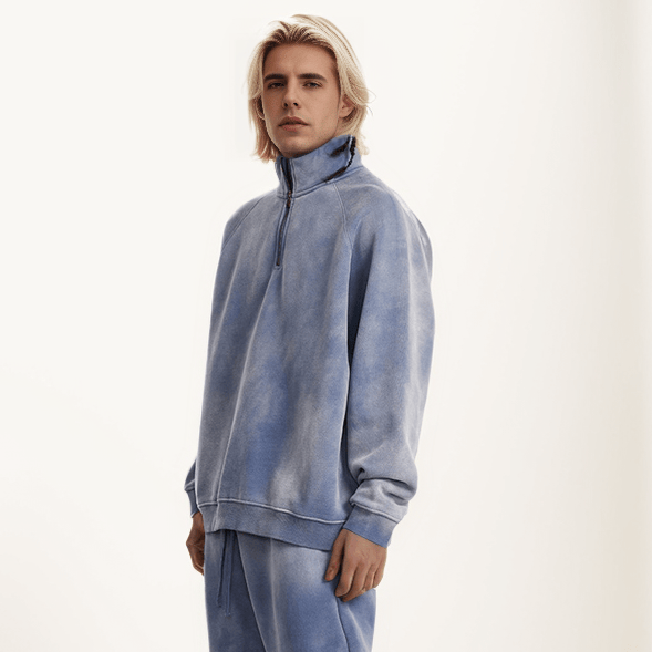 Sweatshirt à col montant et manches raglan délavées