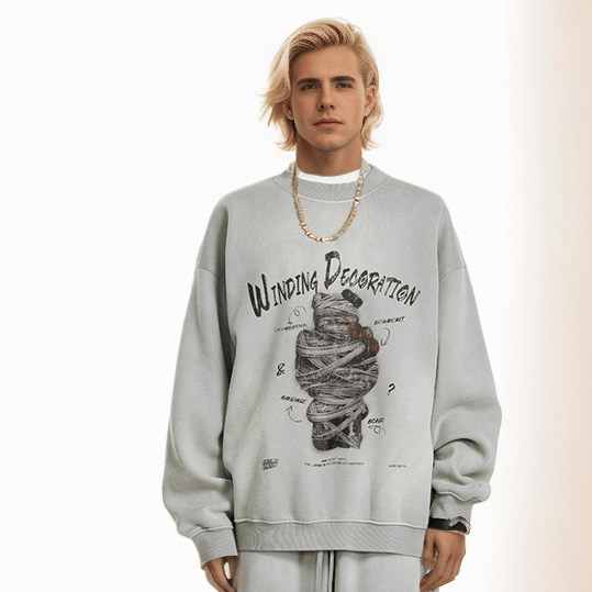 Felpa con cappuccio stampata, lavata e con effetto distressed