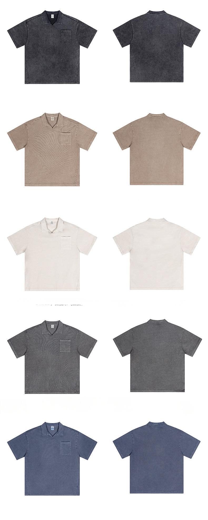 워싱 루즈 캠프 칼라 반소매 폴로 셔츠