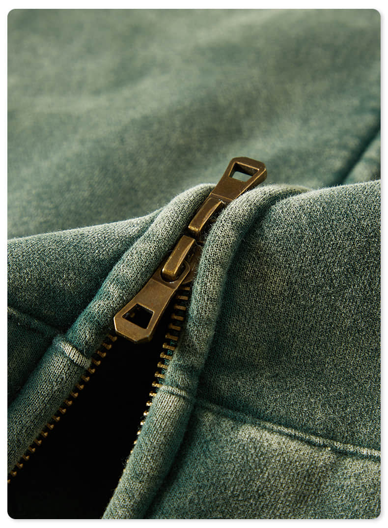 Giacca con cappuccio lavata con doppia zip