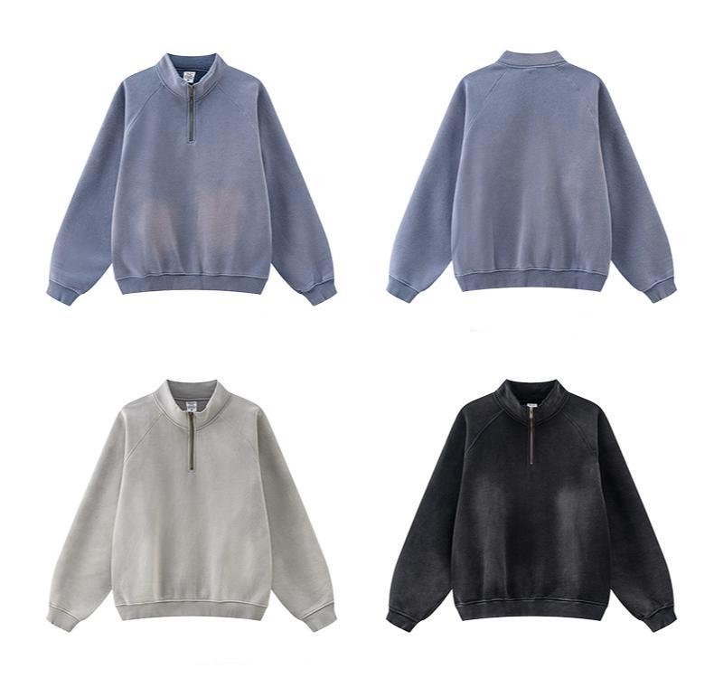 Sweatshirt à col montant et manches raglan délavées