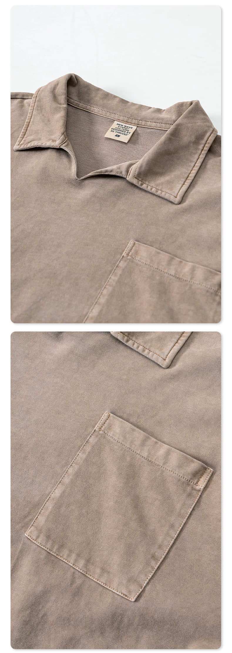 워싱 루즈 캠프 칼라 반소매 폴로 셔츠