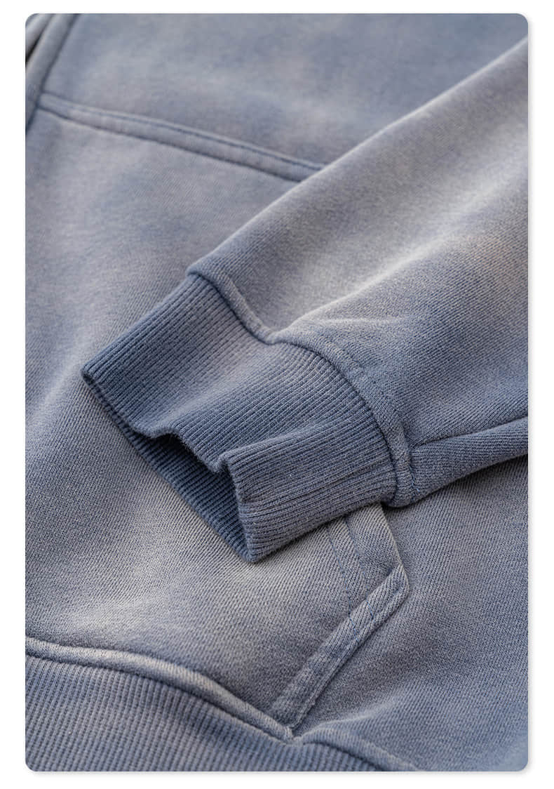 Veste ample à capuche avec fermeture à glissière, lavée au singe