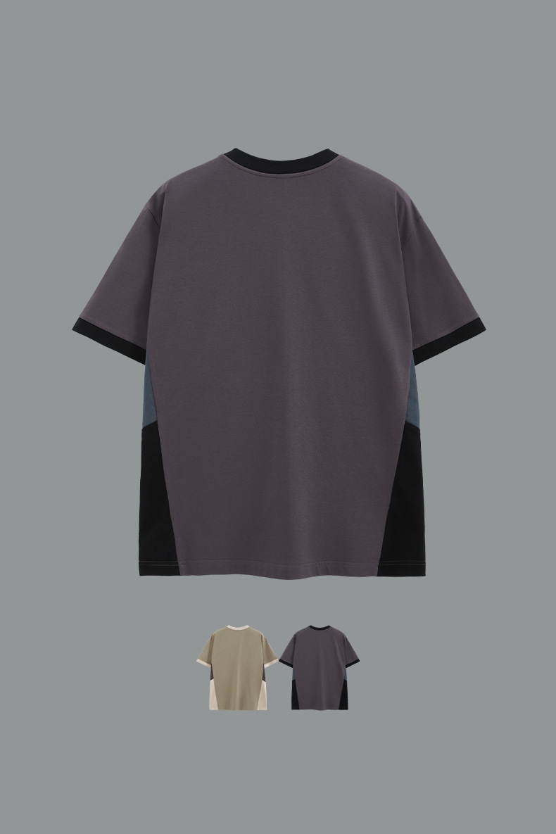 Нерегулярная контрастная футболка с короткими рукавами Нерегулярная контрастная футболка с короткими рукавами