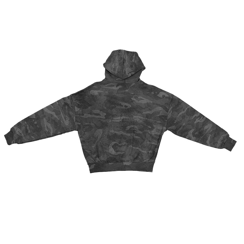 Vintage Heavyweight Camo Cropped Hoodie 420gsm