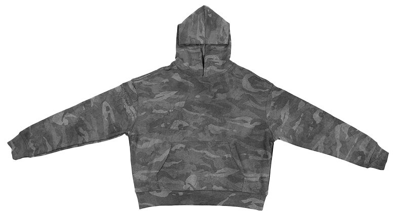 Ağır Camo Kapüşonlu Üst 100% Pamuk