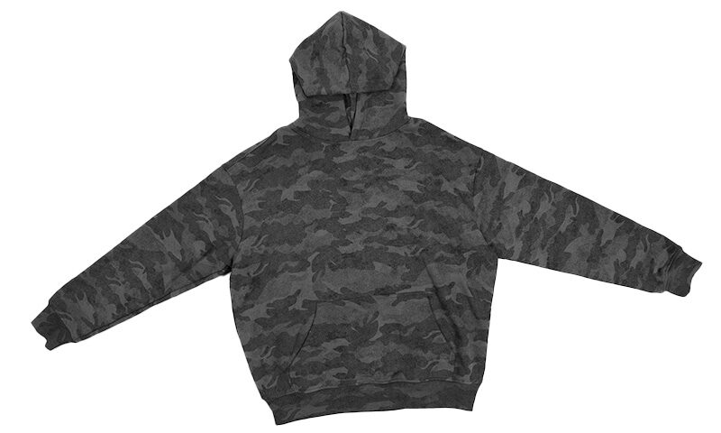 Unisex Ağır Sıklet Vintage Sıkıntılı Camo Kapüşonlu Üst