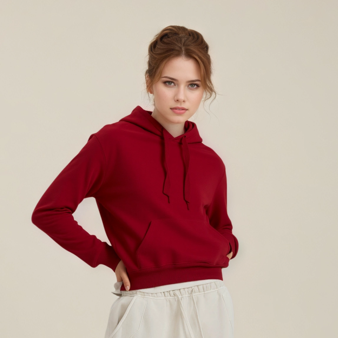 헤비 오버사이즈 드롭 숄더 쇼트 컷 후드 스웨트셔츠