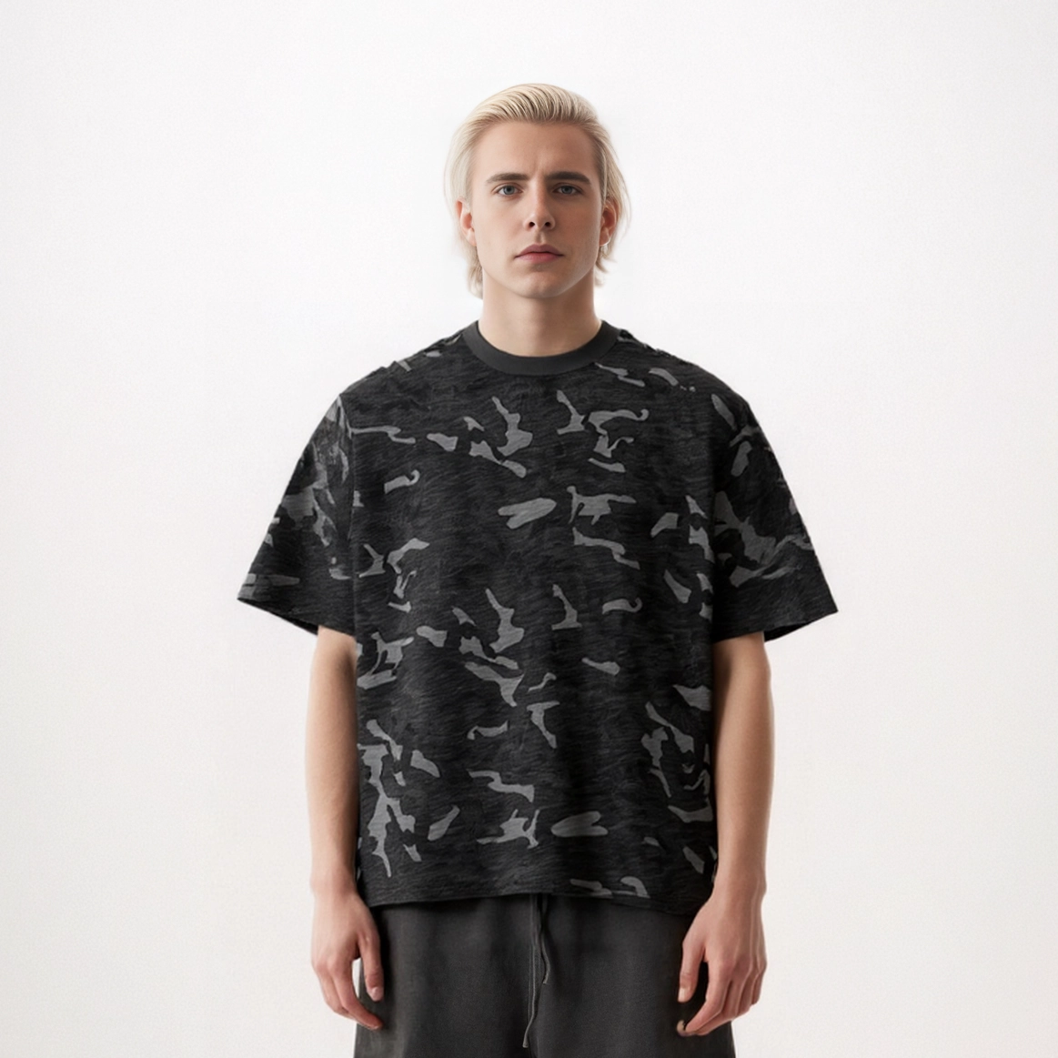 Vintage Camo Print T-shirt Streetwear Style