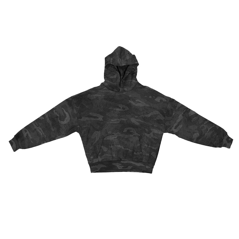 Vintage Heavyweight Camo Cropped Hoodie 420gsm