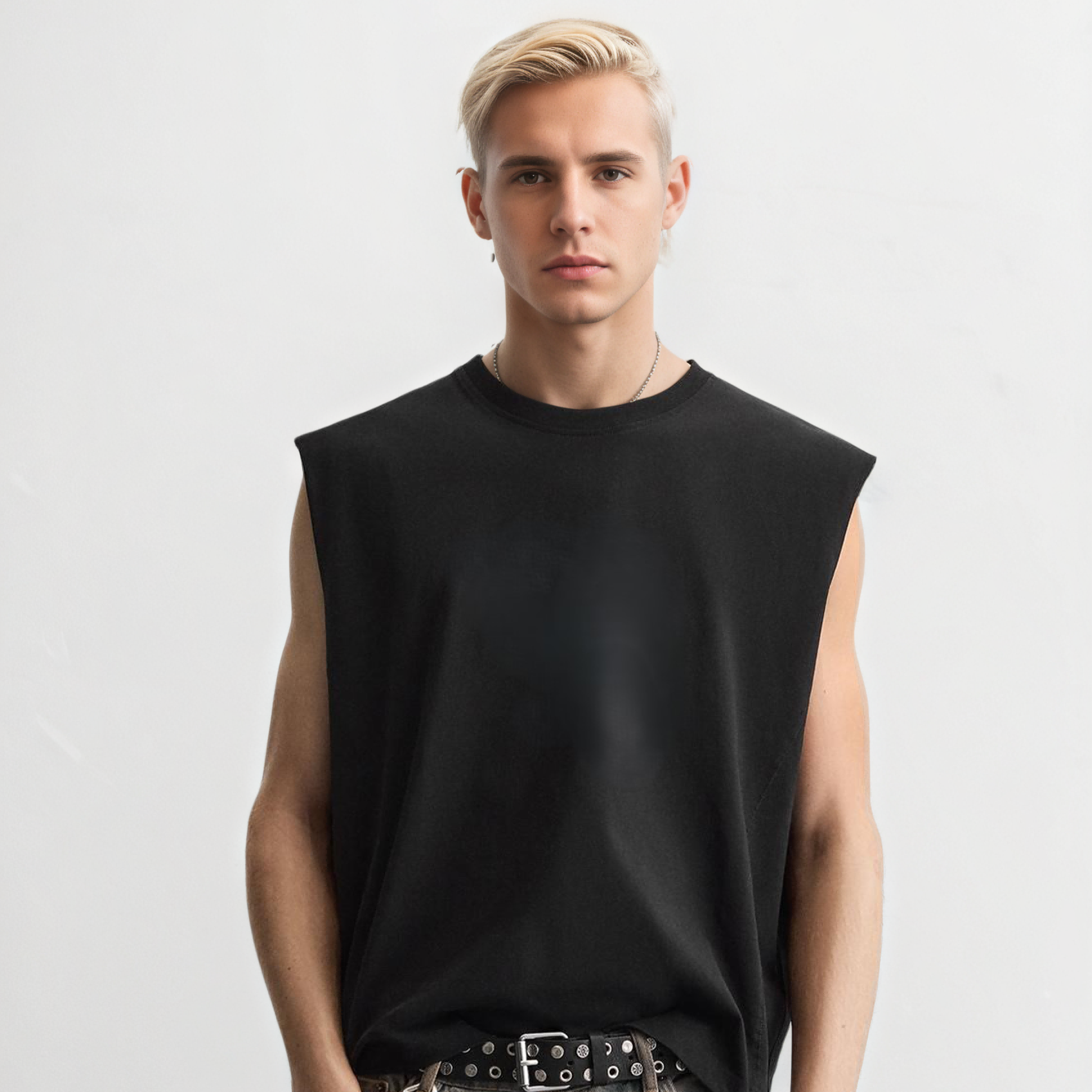 Tee senza maniche con taglio a rettangolo