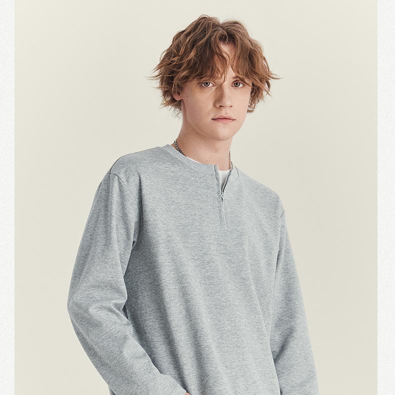 Camisola de manga comprida com fecho de correr de duas camadas em cores contrastantes