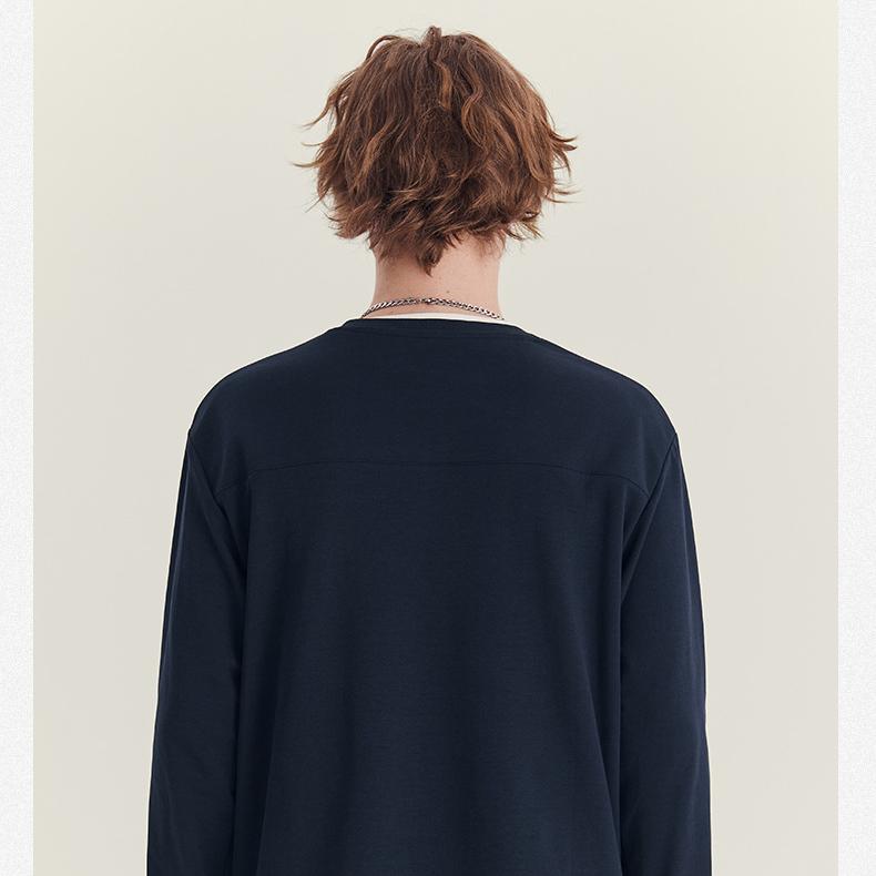 Camisola de manga comprida com fecho de correr de duas camadas em cores contrastantes