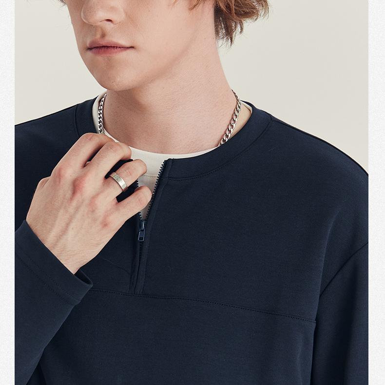 Camisola de manga comprida com fecho de correr de duas camadas em cores contrastantes