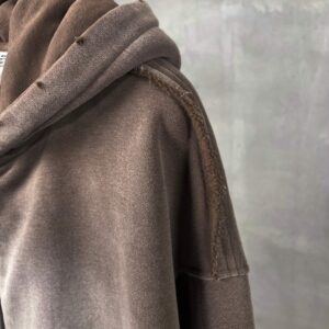 Fleece Washed Loose Edge Cut Hooded Jacket