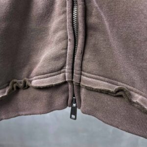 Fleece Washed Loose Edge Cut Hooded Jacket