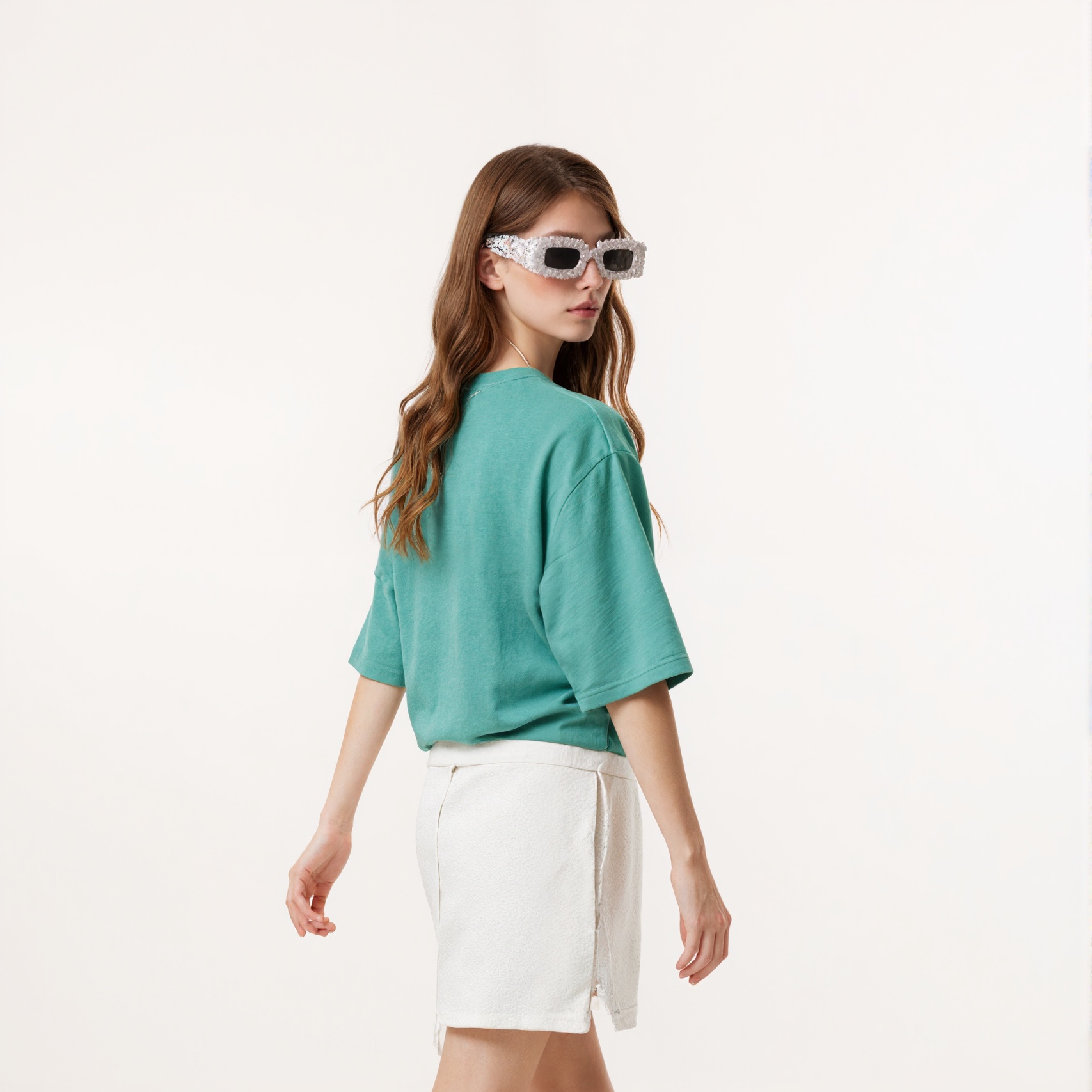 Moisture-wicking Tiffany Blue Wool Blend T-shirt