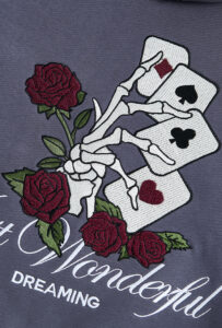 Sudadera con capucha bordada Poker Rose de estilo americano Sudadera con capucha bordada Poker Rose de estilo americano