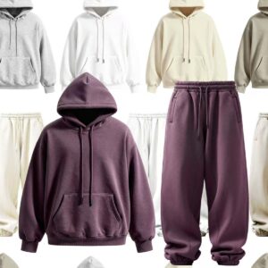 American Loose Double-brushed Fleece Hooded Sweatshirt Set