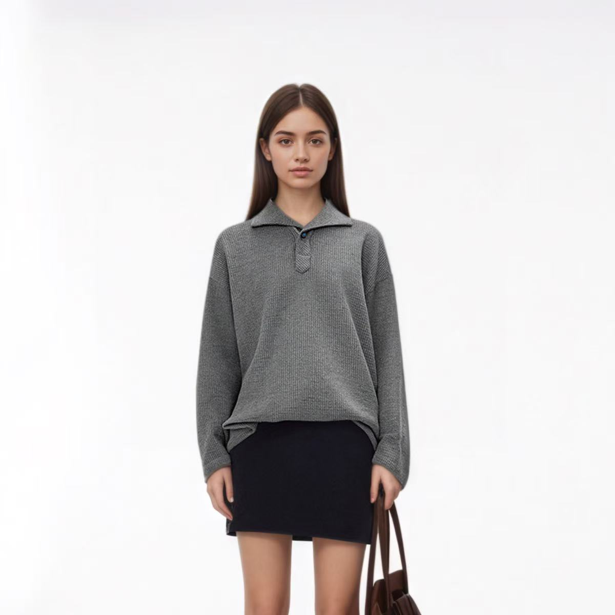 Polo a maniche lunghe in finta lana