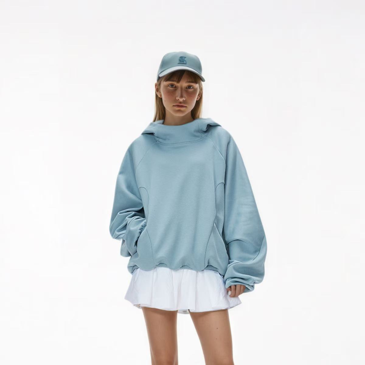 3d Deconstructive Cutting Antistatic Eggshell Velvet Hoodie