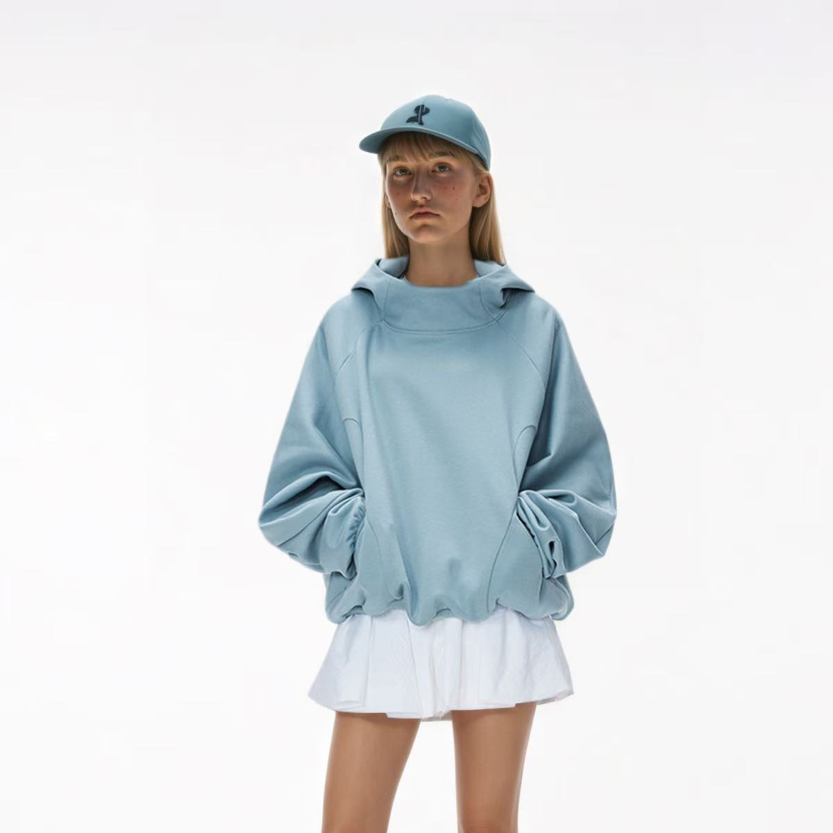 3d Deconstructive Cutting Antistatic Eggshell Velvet Hoodie