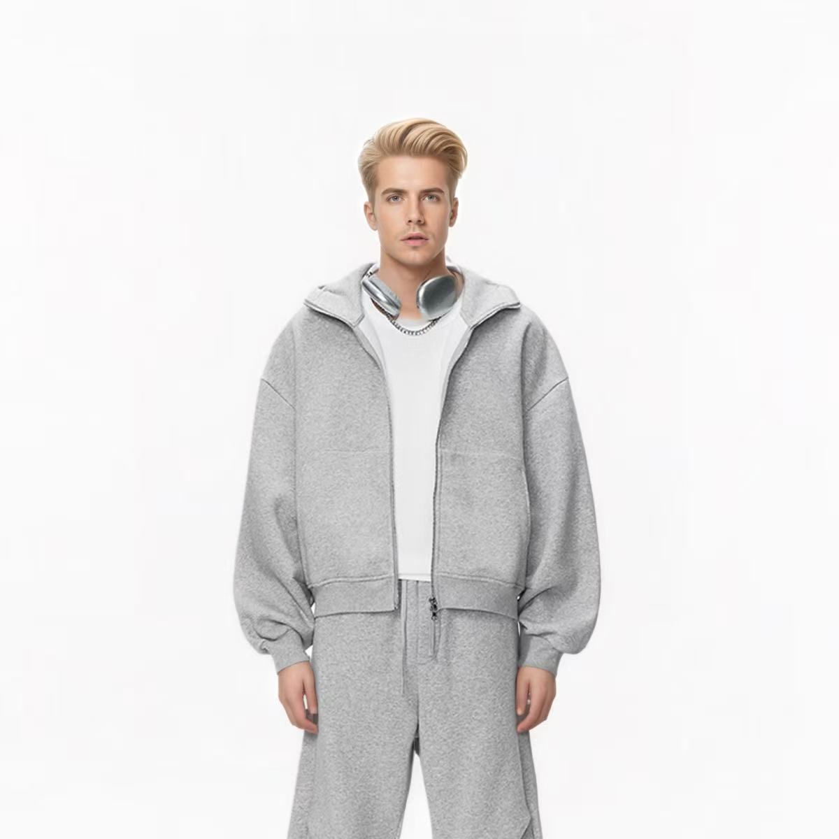 Curved-sleeve Boxy Hoodie – Eggshell Fleece With Far-infrared Technology