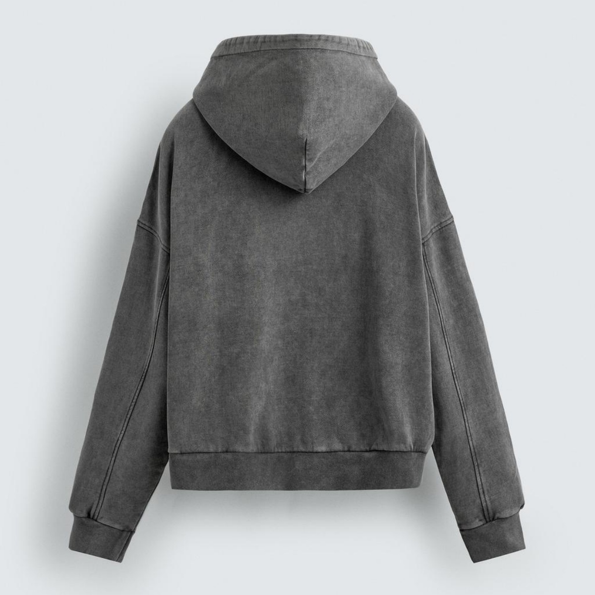 Fırçalanmış Polar Astarlı Vintage Yıkama Kapüşonlu Sweatshirt