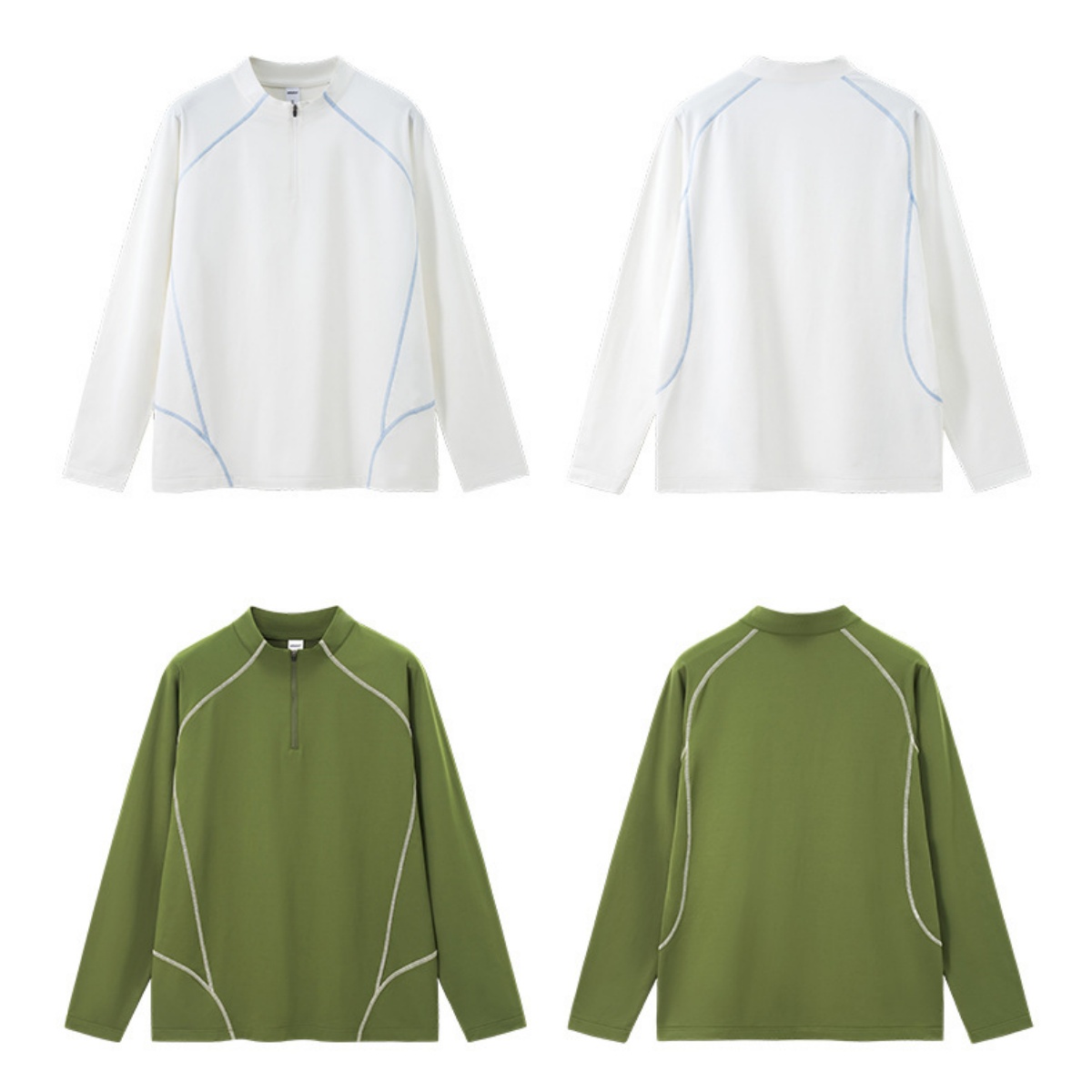 Imitation Weaving Antibacterial Outdoor Half-zip T-shirt