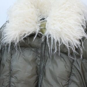 取り外し可能な豪華なフェイクファー襟付きクロップドパファージャケット - ファッションアウターウェアのための不規則なキルティング、防風＆撥水性